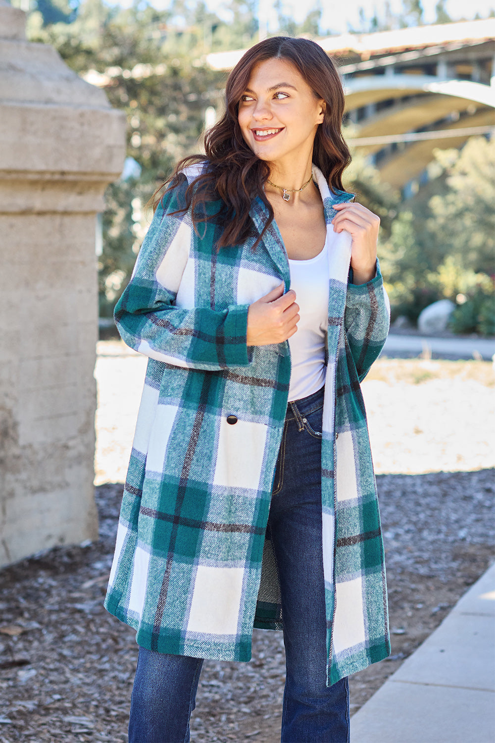 Chic Plaid Long Coat