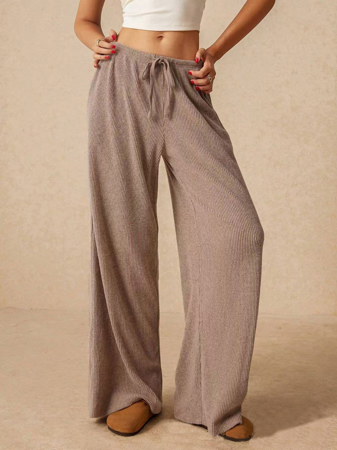 Cozy Ribbed Wide-Leg Lounge Pants