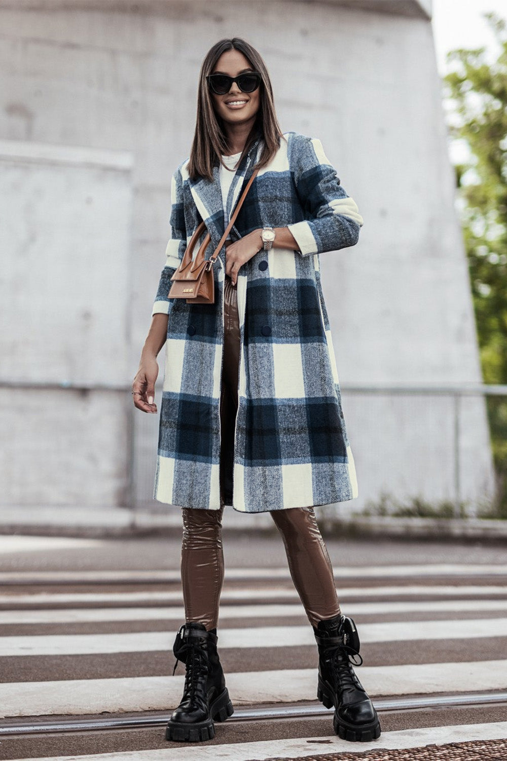 Chic Plaid Long Coat