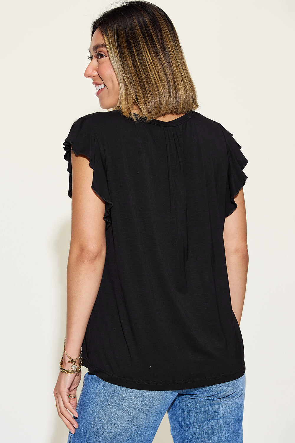 Flutter Sleeve V-Neck Top