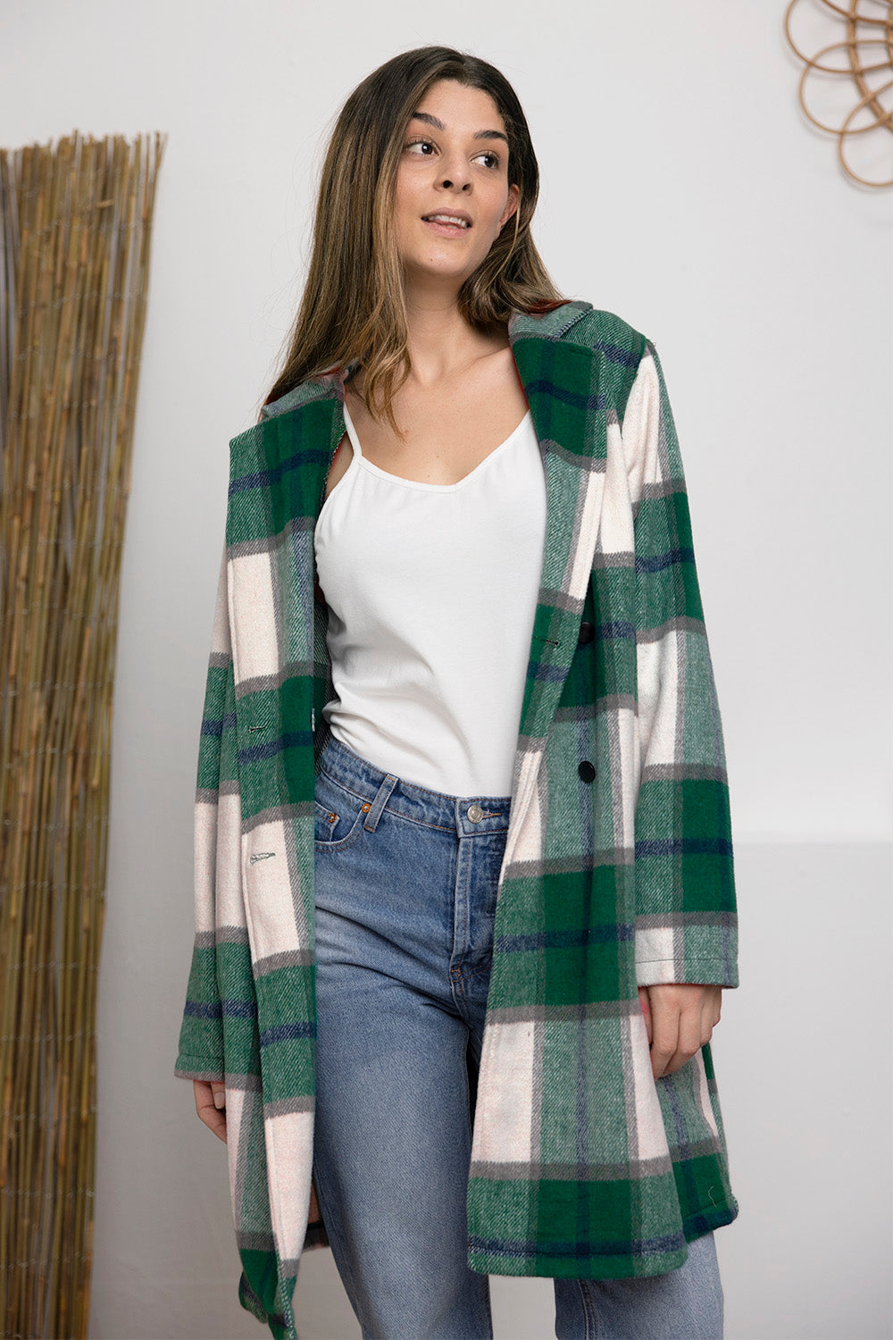 Chic Plaid Long Coat