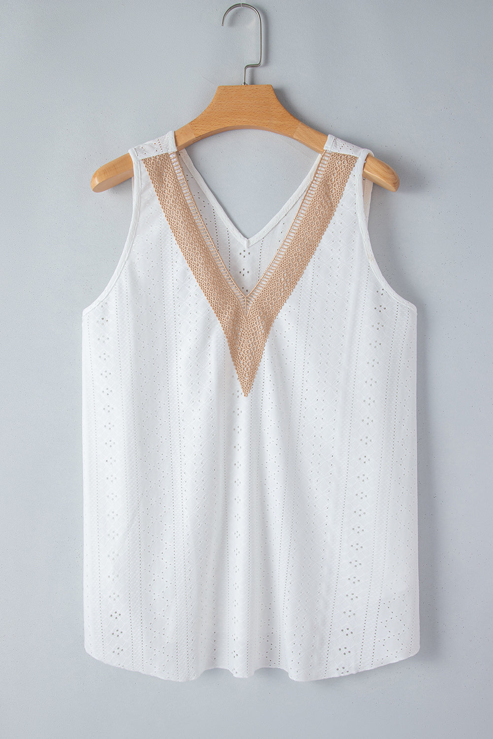 White Eyelet V-Neck Tank Top – Casual and Breezy Summer Staple
