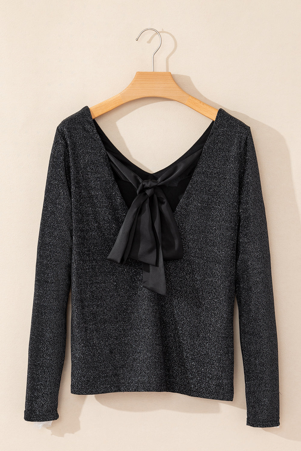 Red Glitter Top with Black Bow Back Detail