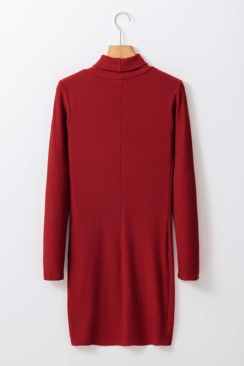 Chic Ribbed Long-Sleeve Turtleneck Dress