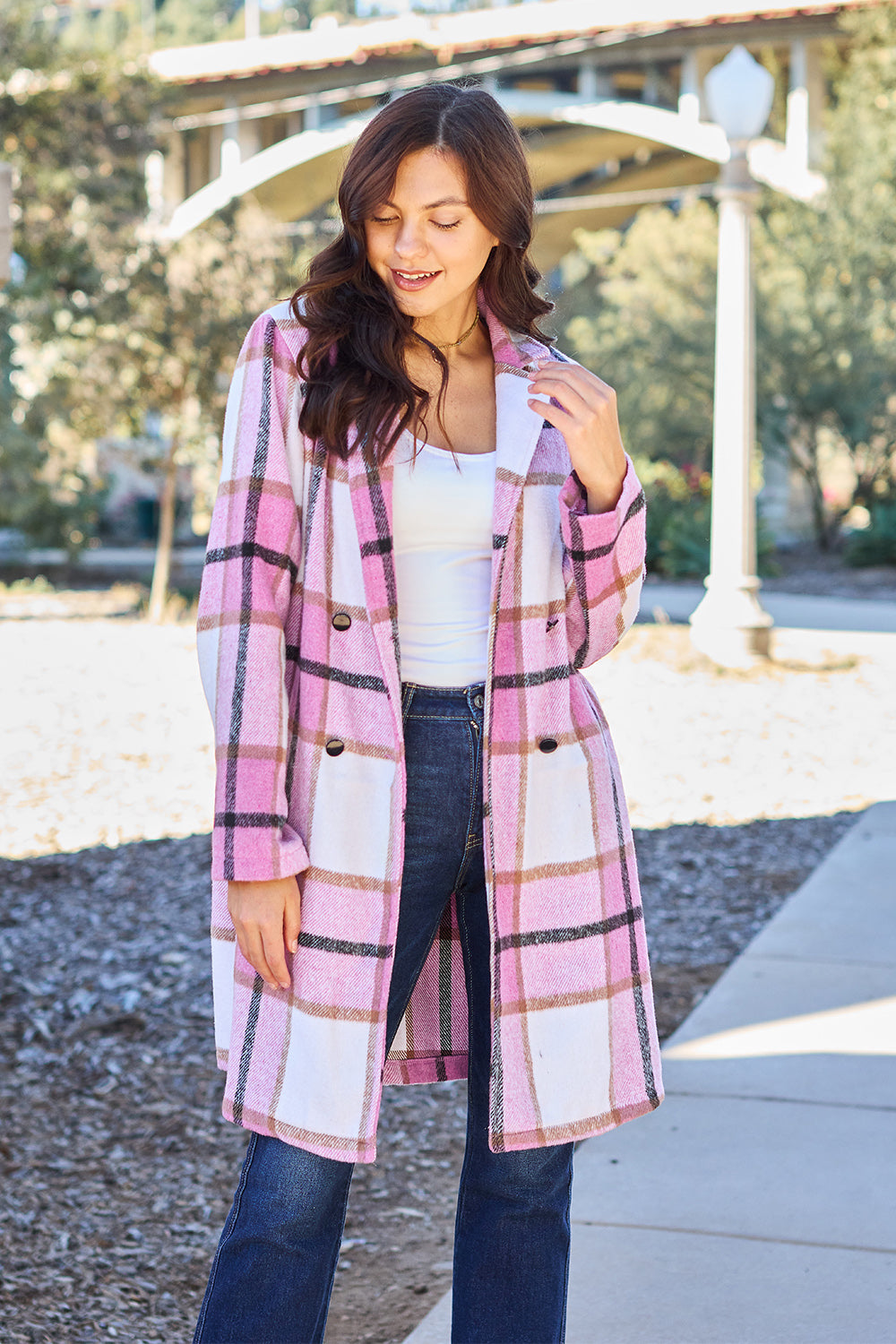 Chic Plaid Long Coat