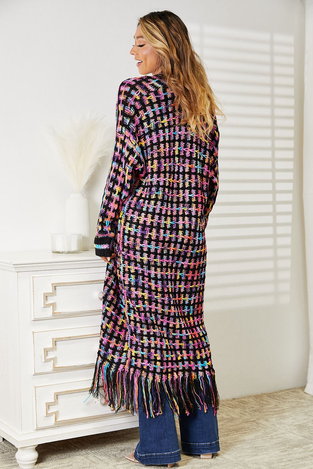 Vibrant Multicolor Fringe Cardigan