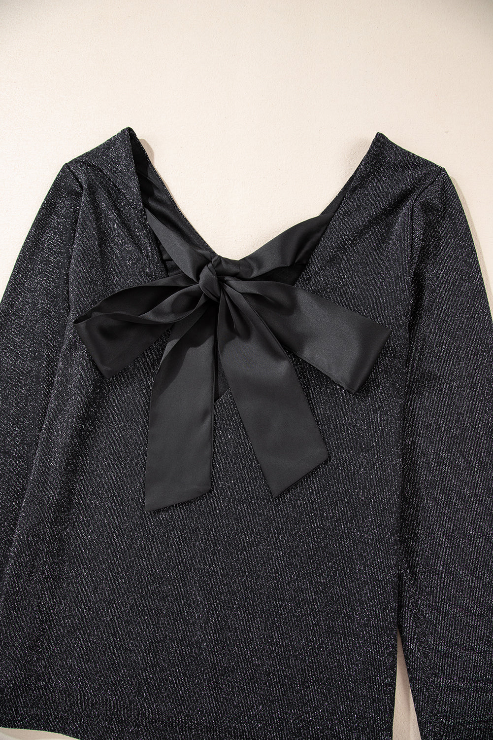 Red Glitter Top with Black Bow Back Detail