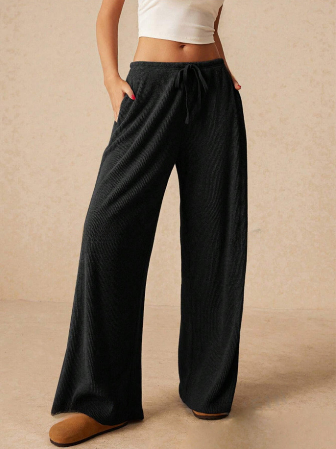 Cozy Ribbed Wide-Leg Lounge Pants