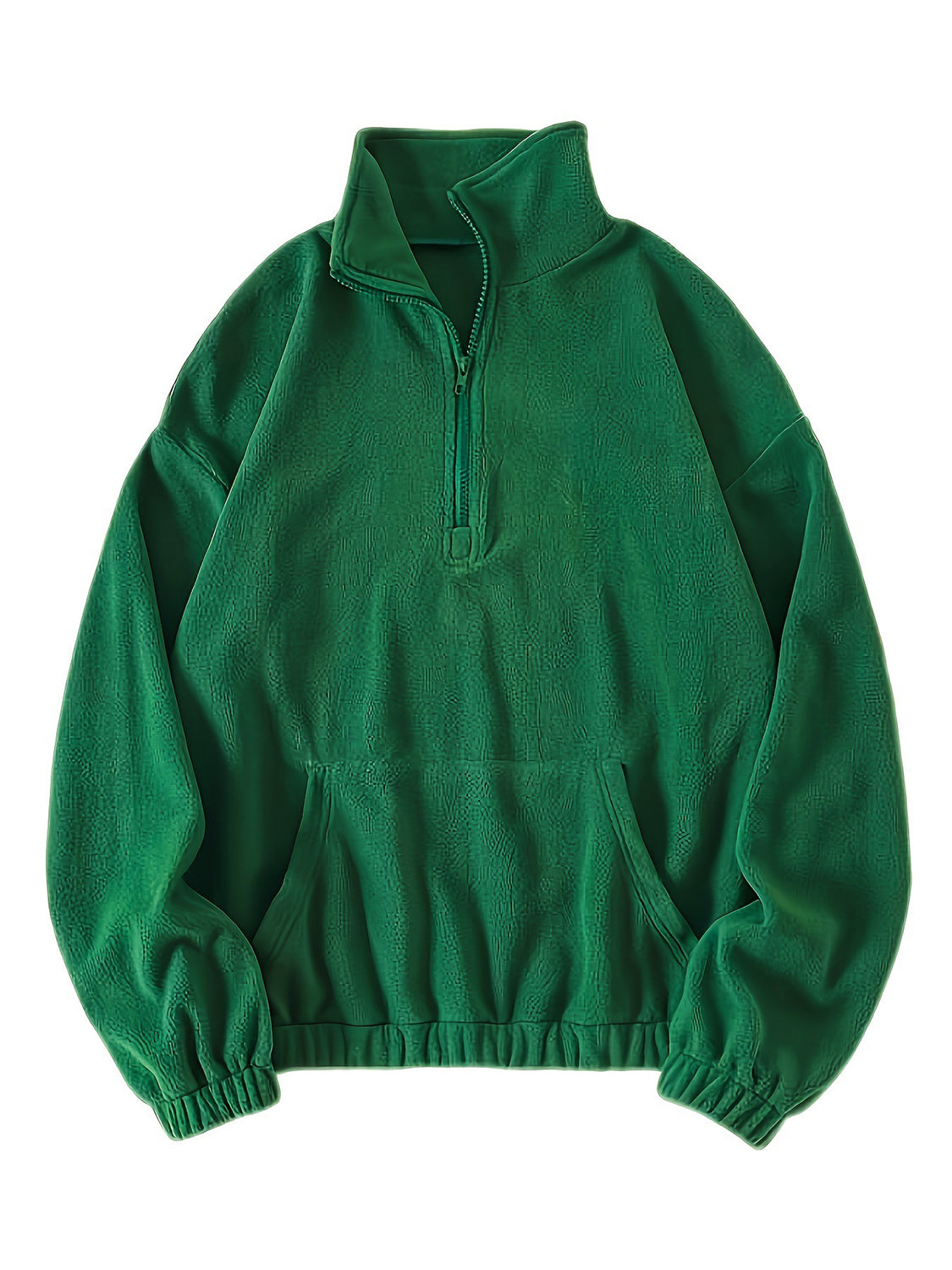Festive Green Fleece Quarter-Zip Pullover