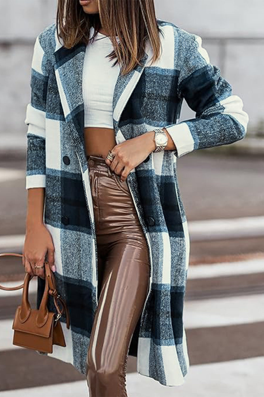 Chic Plaid Long Coat