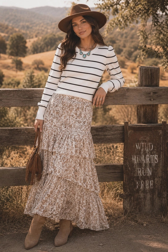 Classic Stripe Crewneck Sweater (Long Sleeve Knit Pullover)
