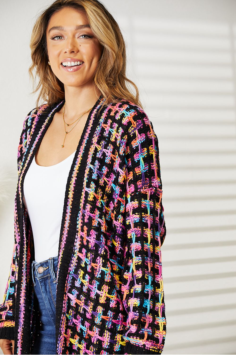Vibrant Multicolor Fringe Cardigan