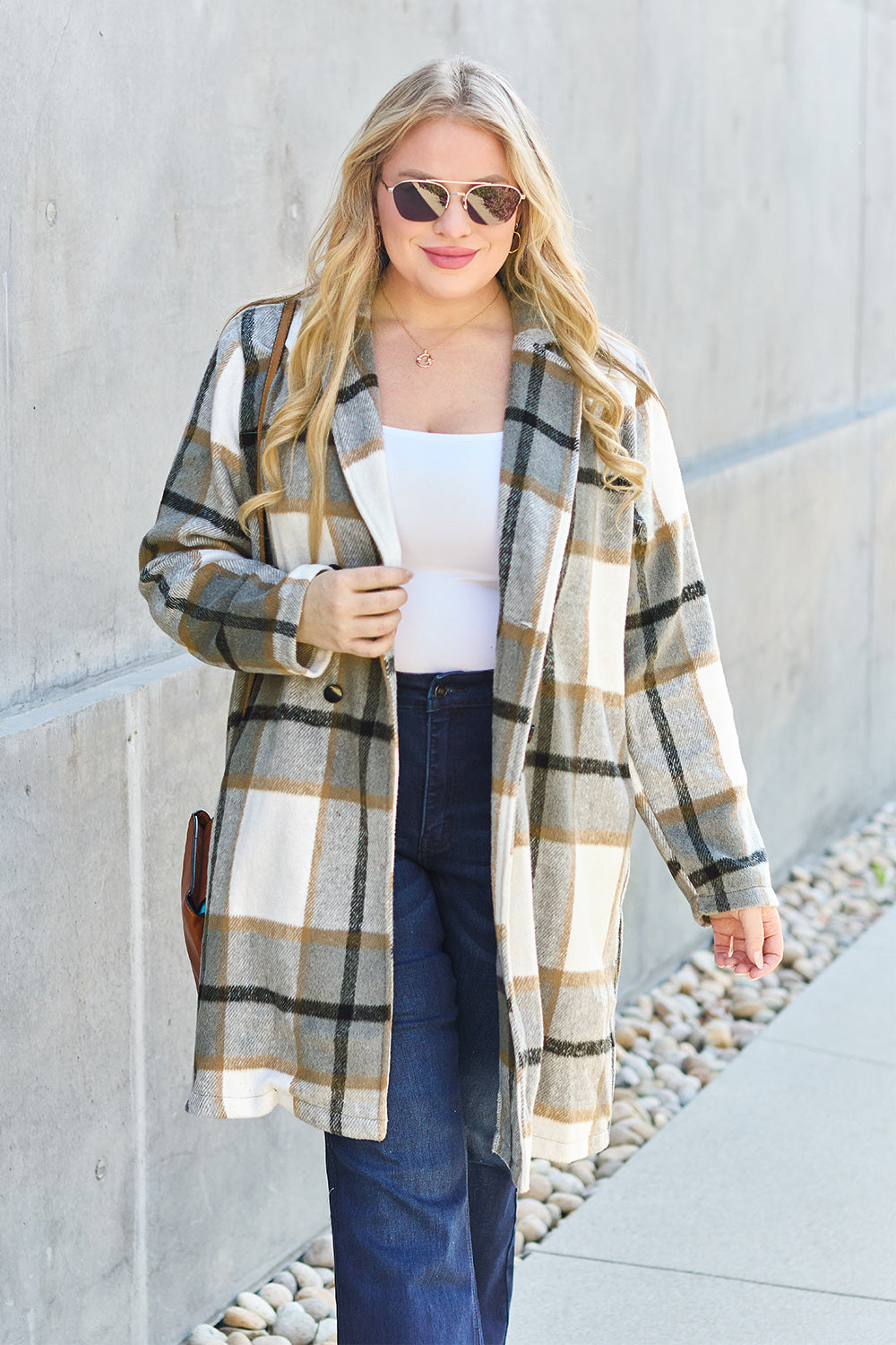 Chic Plaid Long Coat