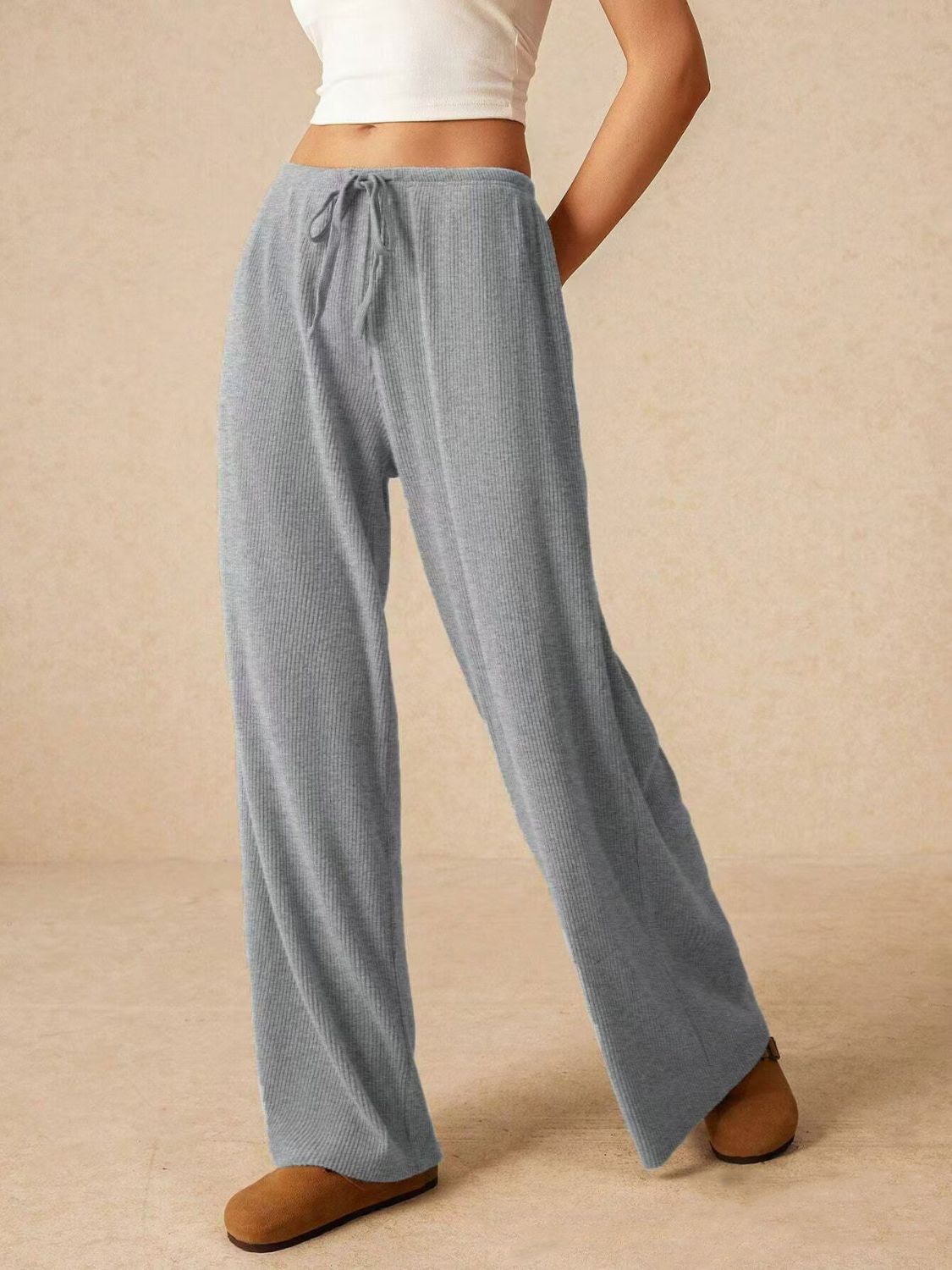 Cozy Ribbed Wide-Leg Lounge Pants