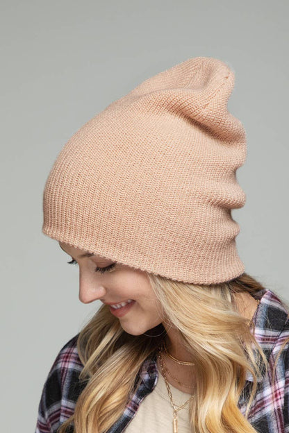 Slouchy Knit Beanie Hat (Soft Ribbed Winter Cap | 5 Colors)