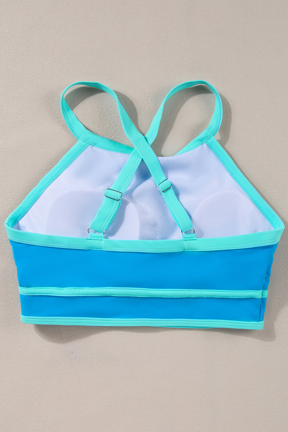 Blue High-Neck Sporty Bikini Set – Vibrant and Supportive Swimwear