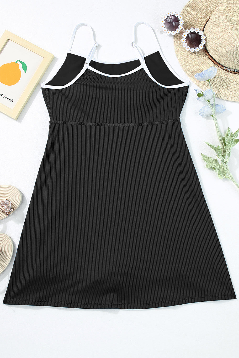 Black Spaghetti Strap Swim Dress – Sporty and Flattering Beachwear