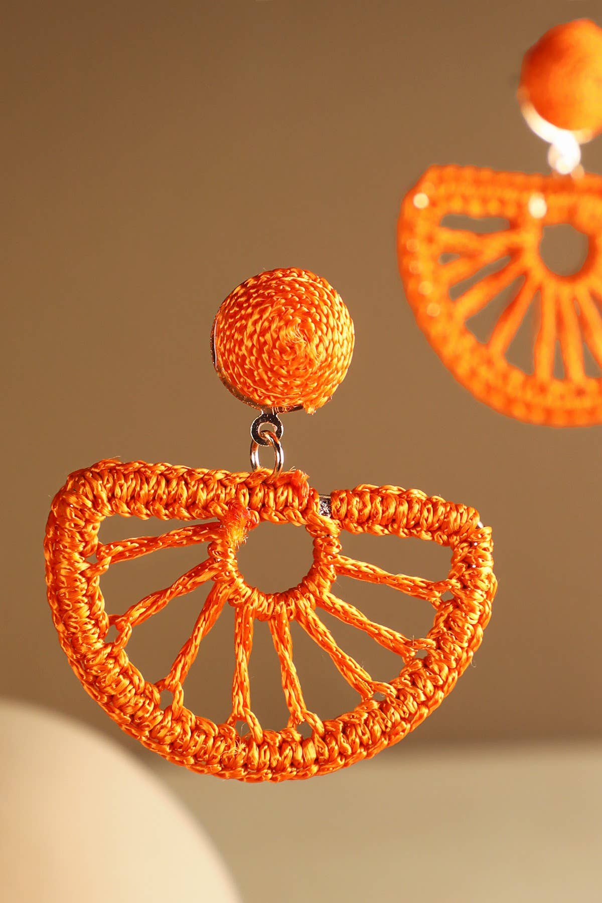 Woven Fan Drop Earrings (Boho Statement Dangles)