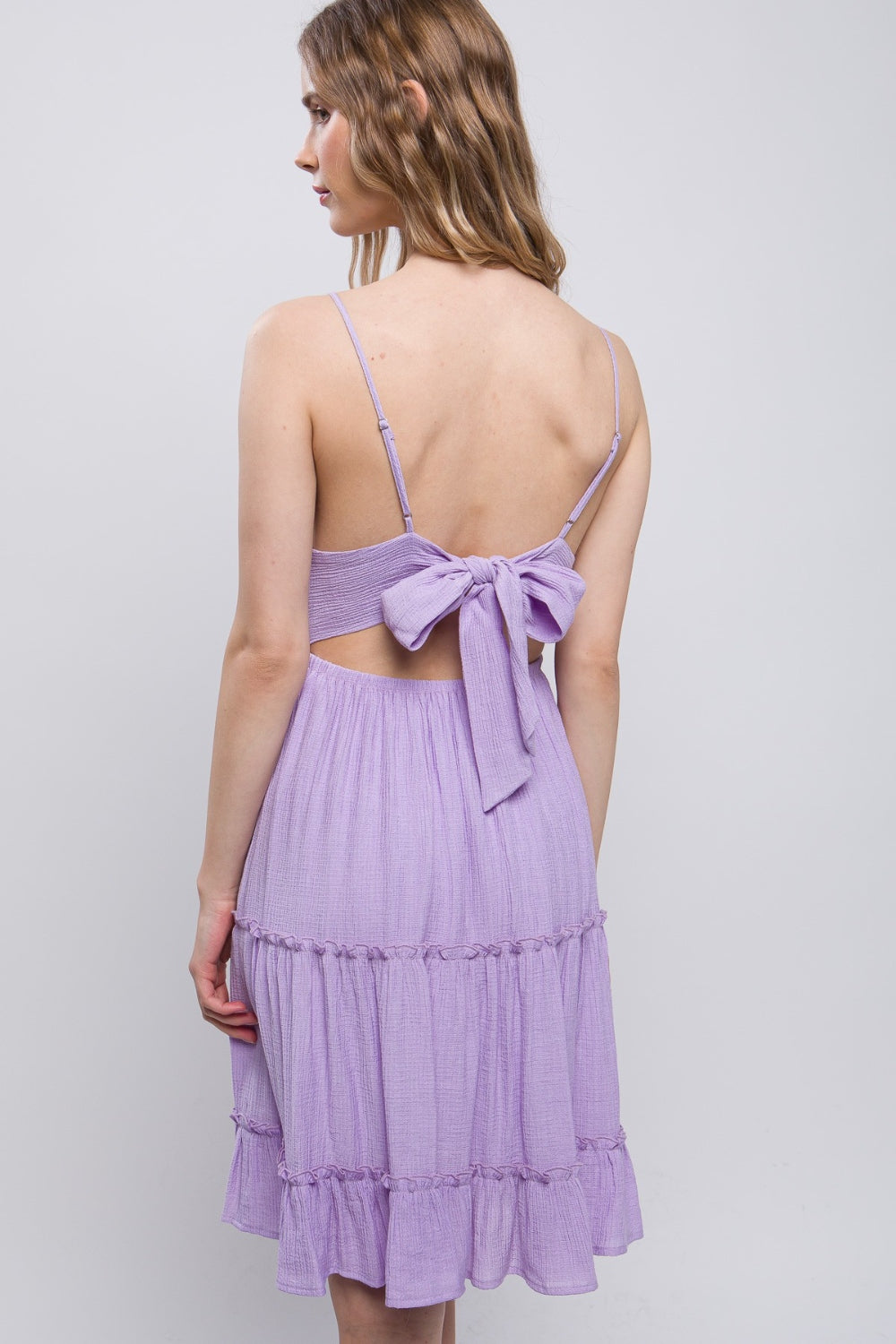 Lilac Crochet Tiered Midi Dress