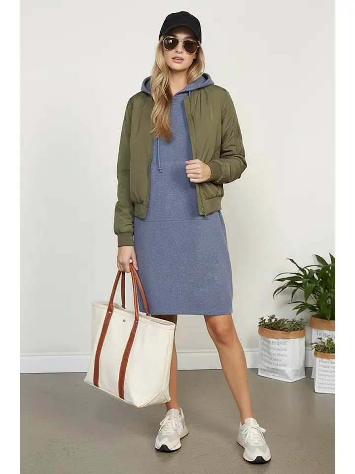Hooded Sweatshirt Dress (Long Sleeve Pullover | Kangaroo Pocket)