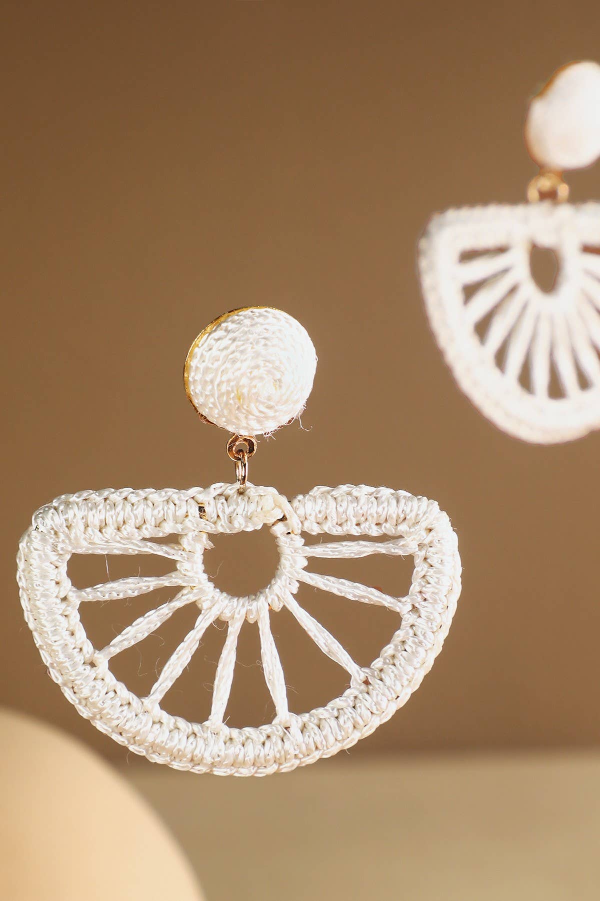 Woven Fan Drop Earrings (Boho Statement Dangles)