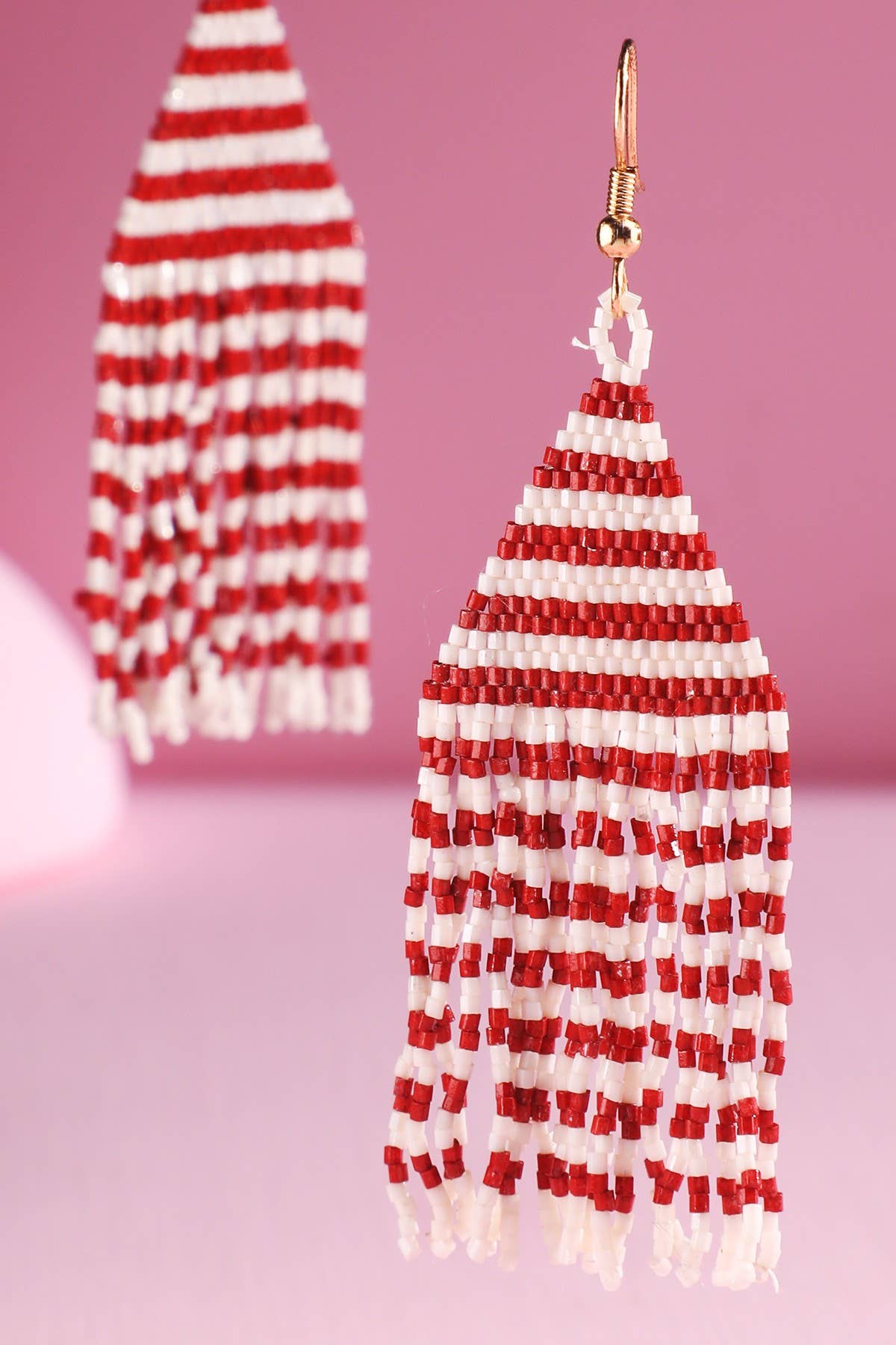 Beaded Fringe Statement Earrings (Black + White + Gold)
