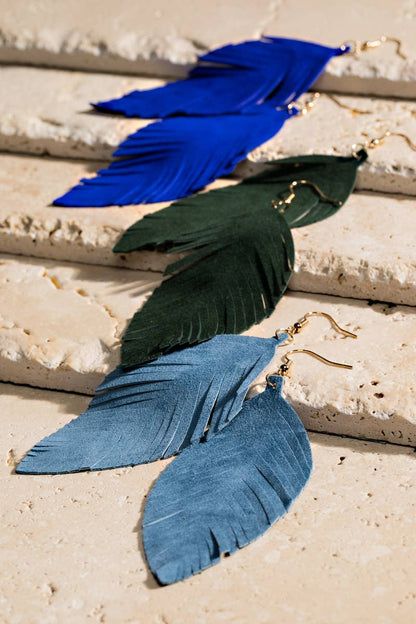 Fringe Feather Drop Earrings (Lightweight Statement | 3 Colors)