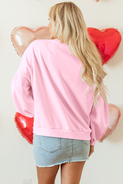Pink Bow Appliqué Sweatshirt – Girly Valentine’s Day Pullover