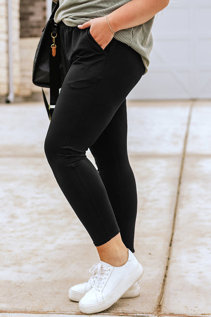 Black High-Waisted Joggers with Pockets – Casual and Comfortable