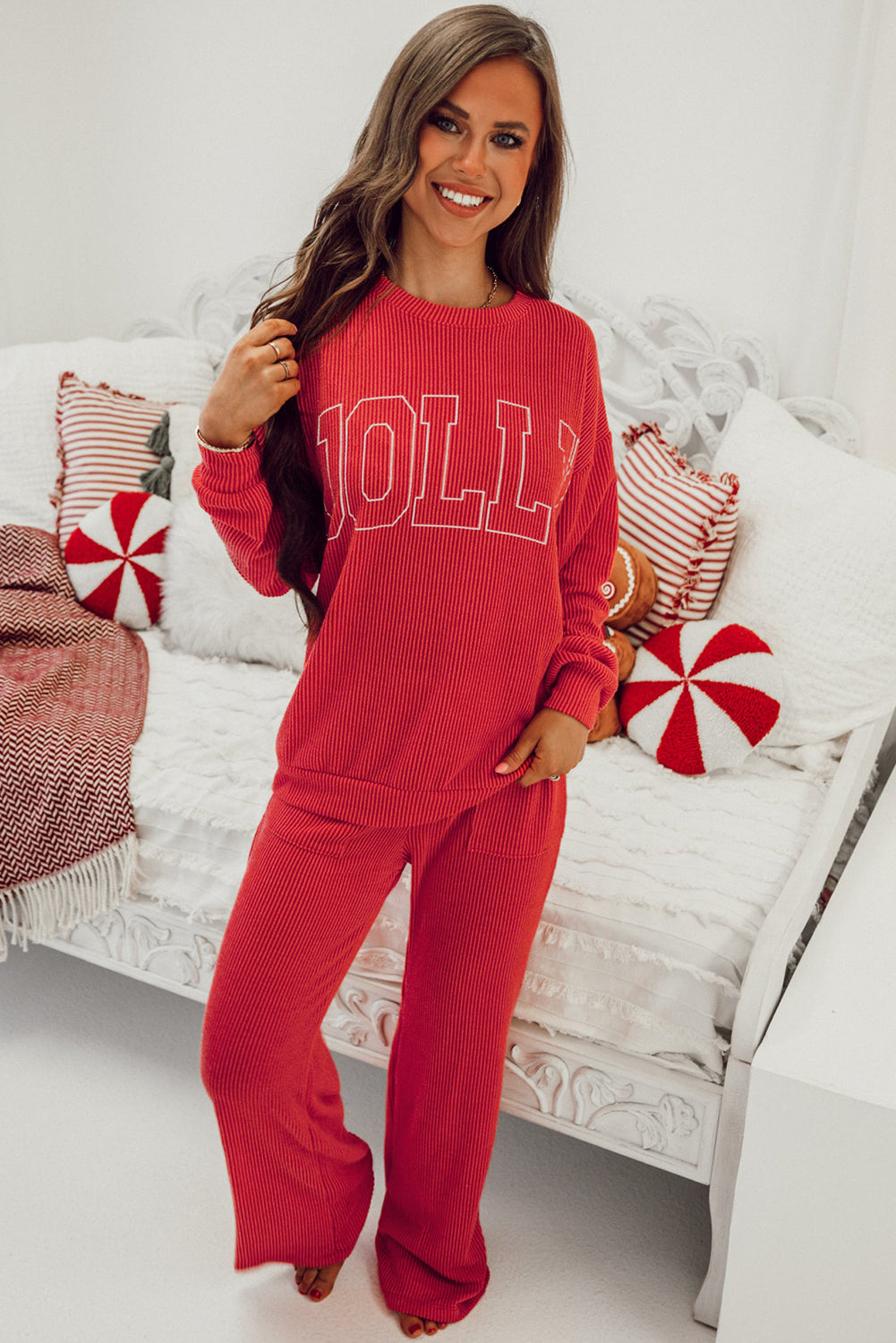 Red “Jolly” Christmas Lounge Set – Cozy Holiday Loungewear