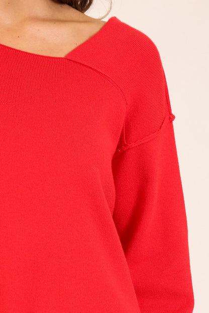 Lightweight V-Neck Sweater (Relaxed Fit Pullover | Red)