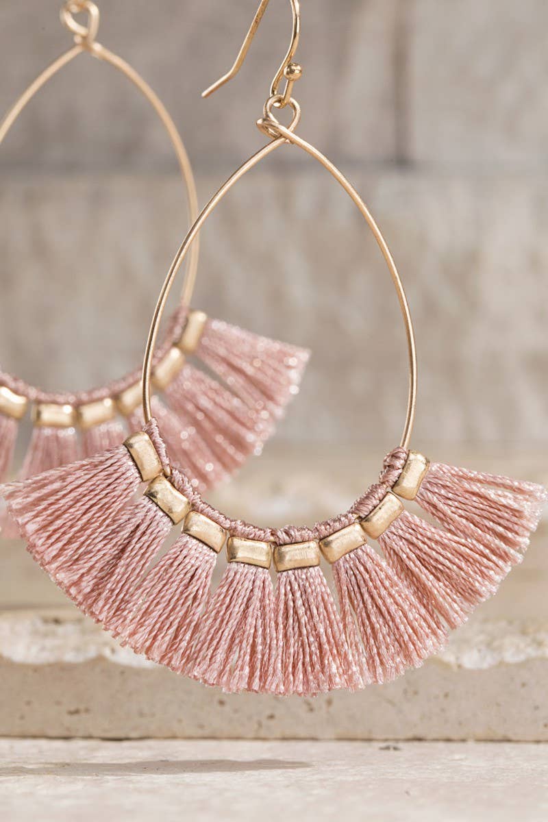 Tassel Hoop Drop Earrings (Boho Fringe Statement)