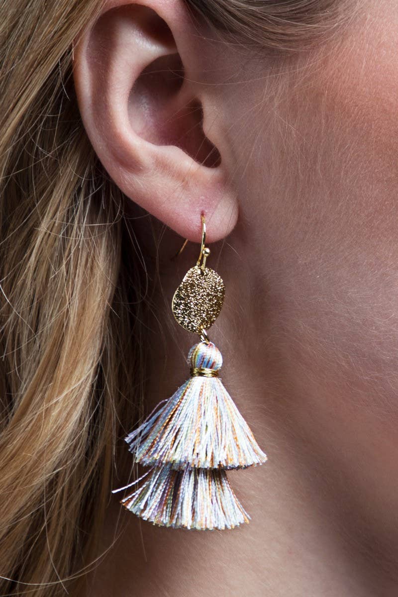 Tiered Tassel Drop Earrings (Gold Disc | 2 Colors)