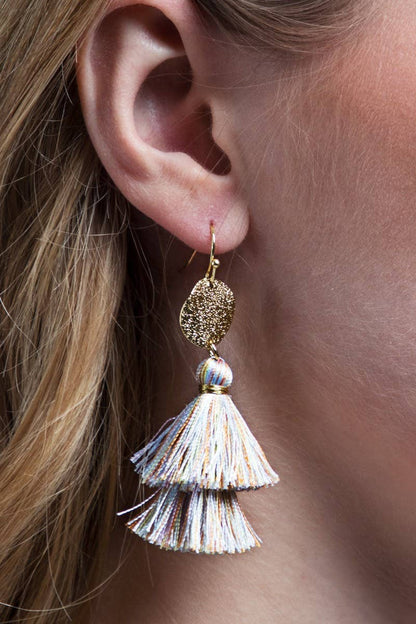 Tiered Tassel Drop Earrings (Gold Disc | 2 Colors)