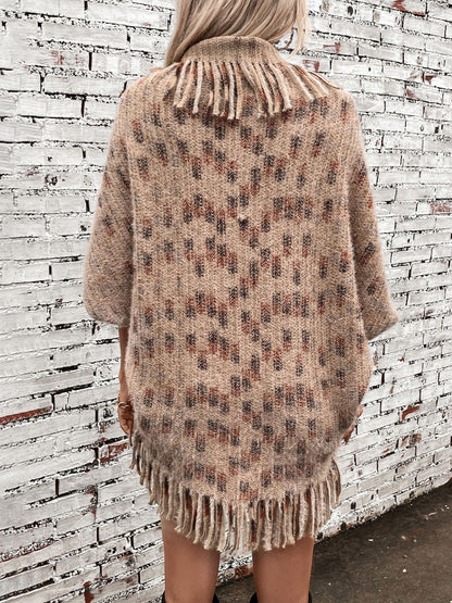 Cozy Fringed Knit Poncho