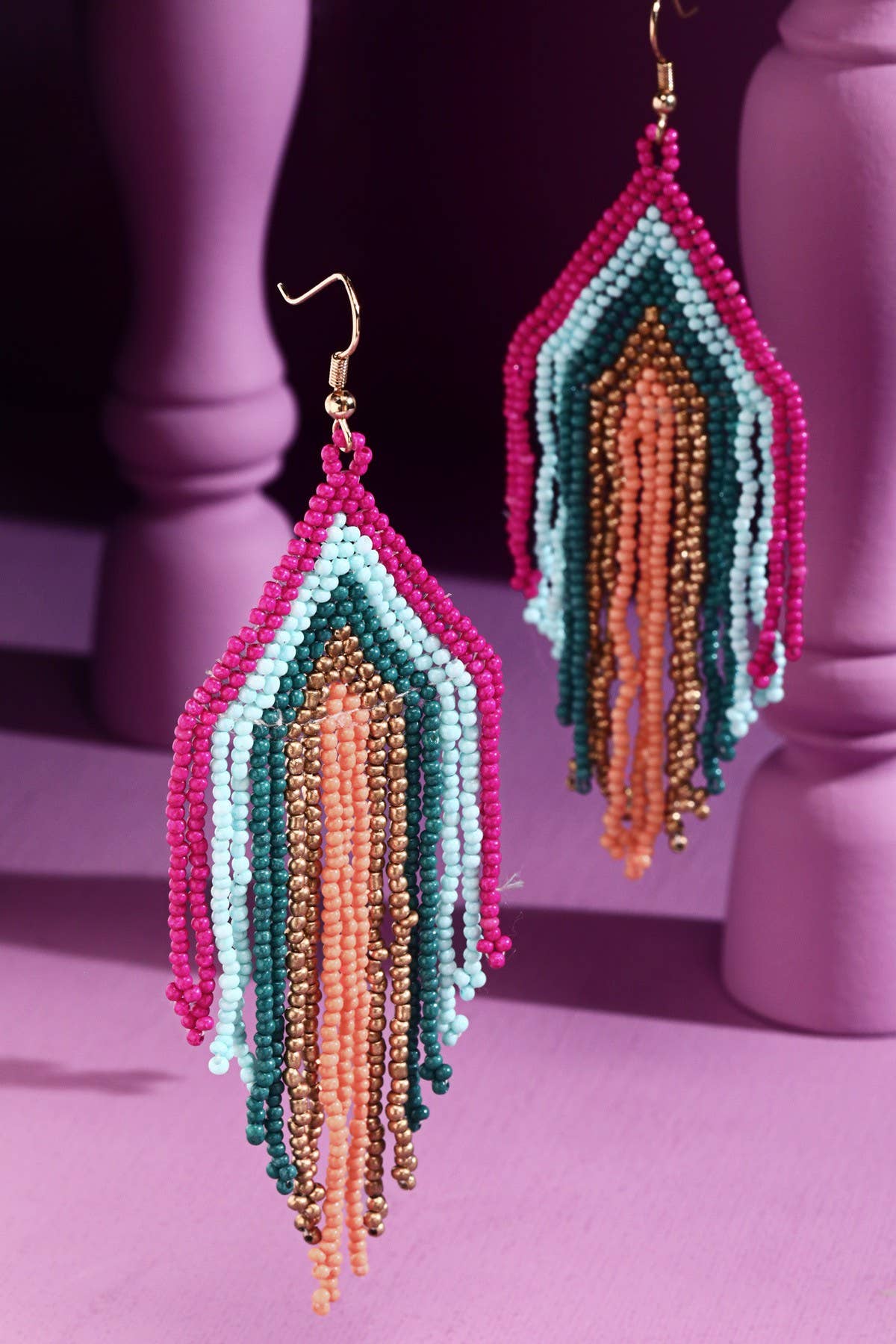 Beaded Fringe Drop Earrings (Boho Statement Dangles)