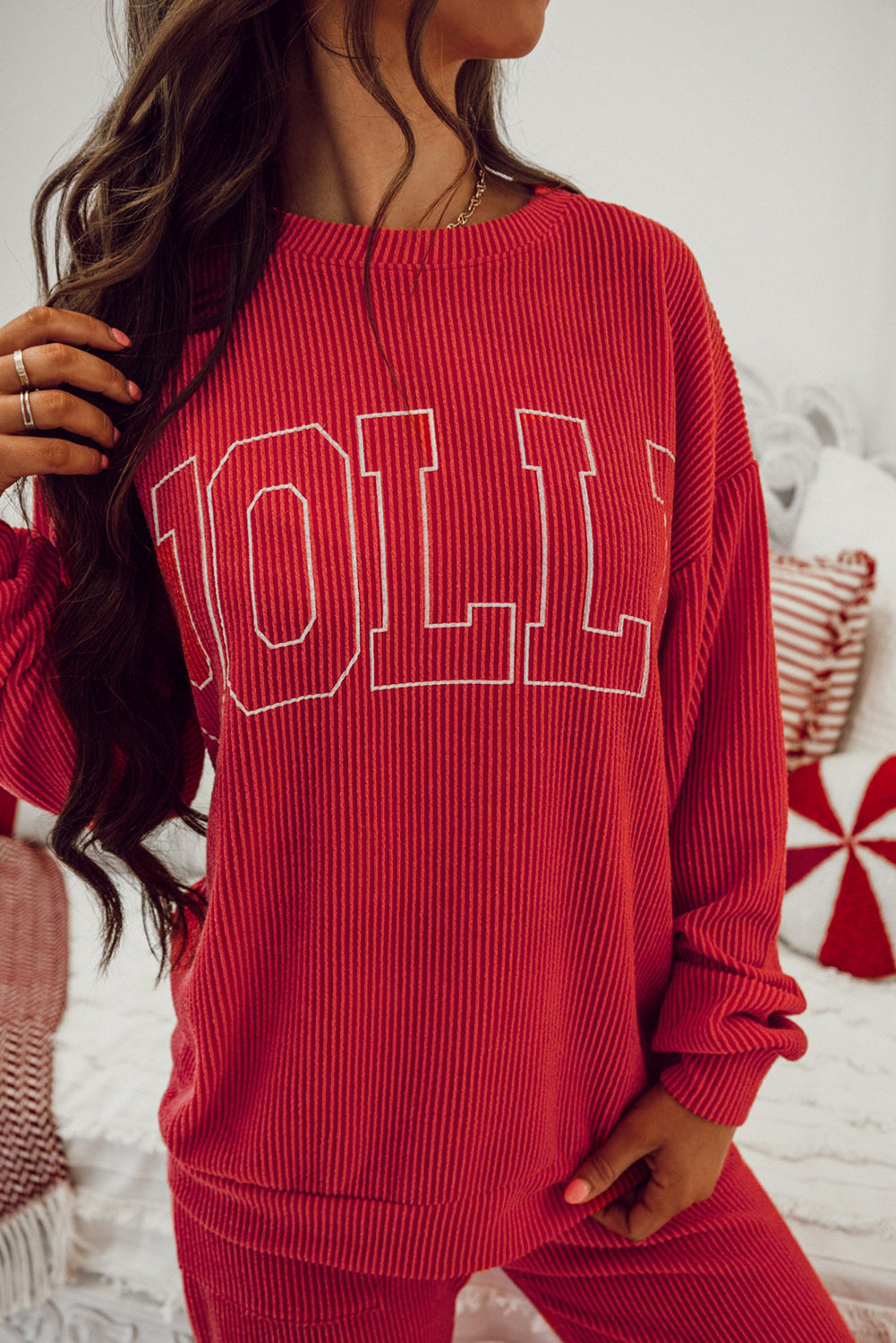 Red “Jolly” Christmas Lounge Set – Cozy Holiday Loungewear