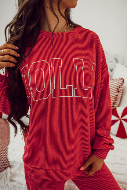 Red “Jolly” Christmas Lounge Set – Cozy Holiday Loungewear