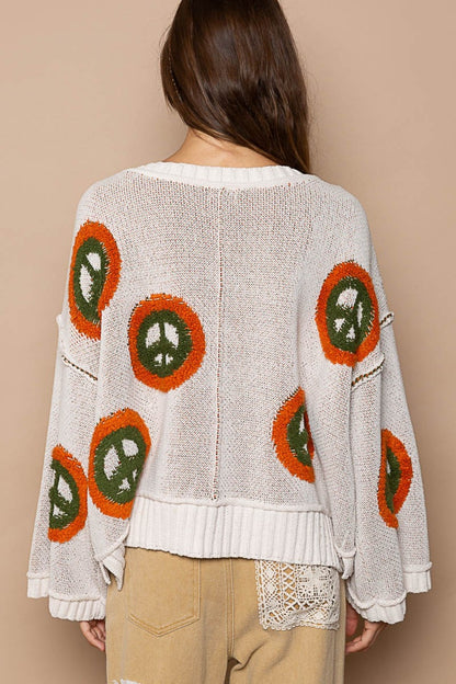 Cozy Retro Peace Sign Sweater