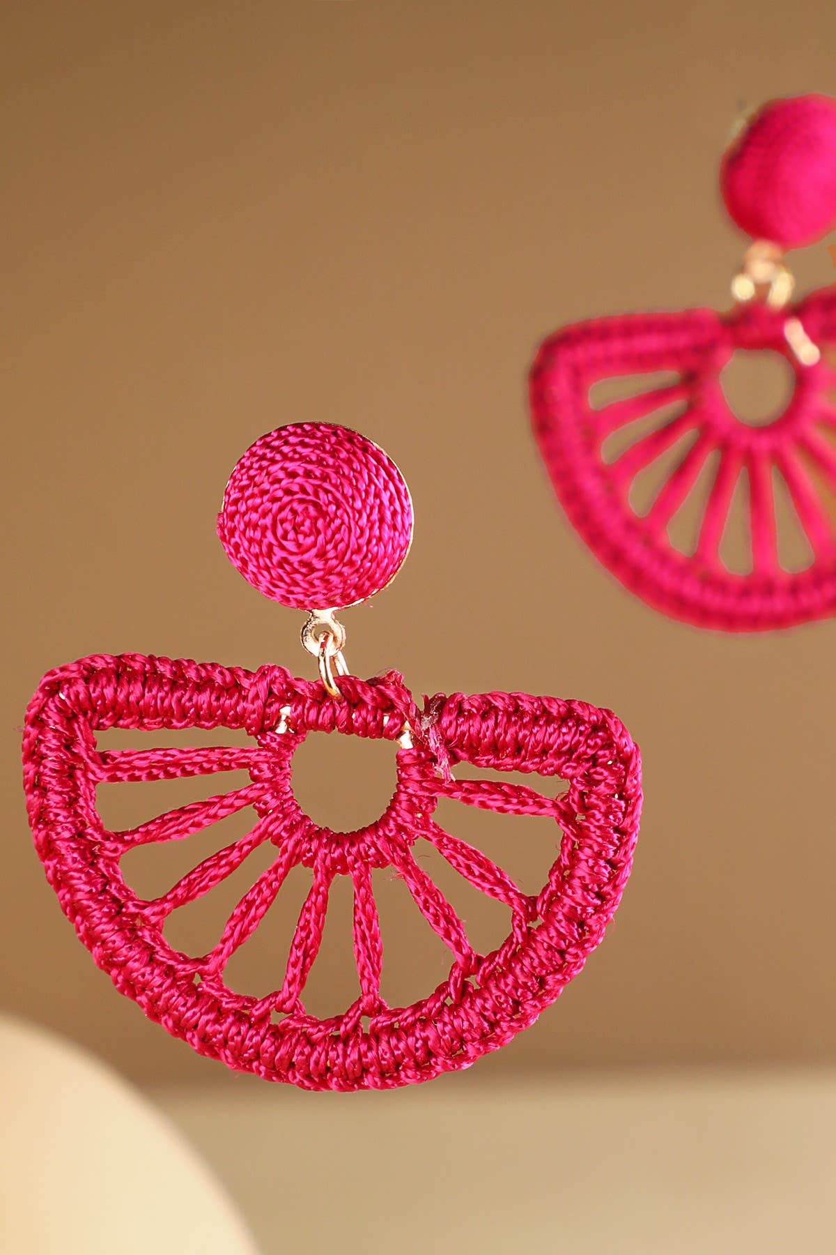 Woven Fan Drop Earrings (Boho Statement Dangles)