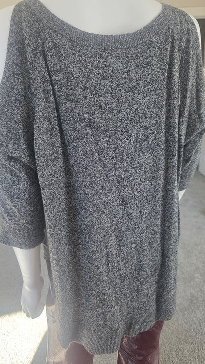 Express Gray Marled Cold Shoulder Lace-Up Sweater – Size L