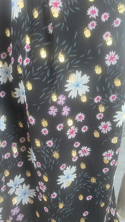 Ann Taylor Black Floral High-Neck Peplum Blouse – Size S NWT