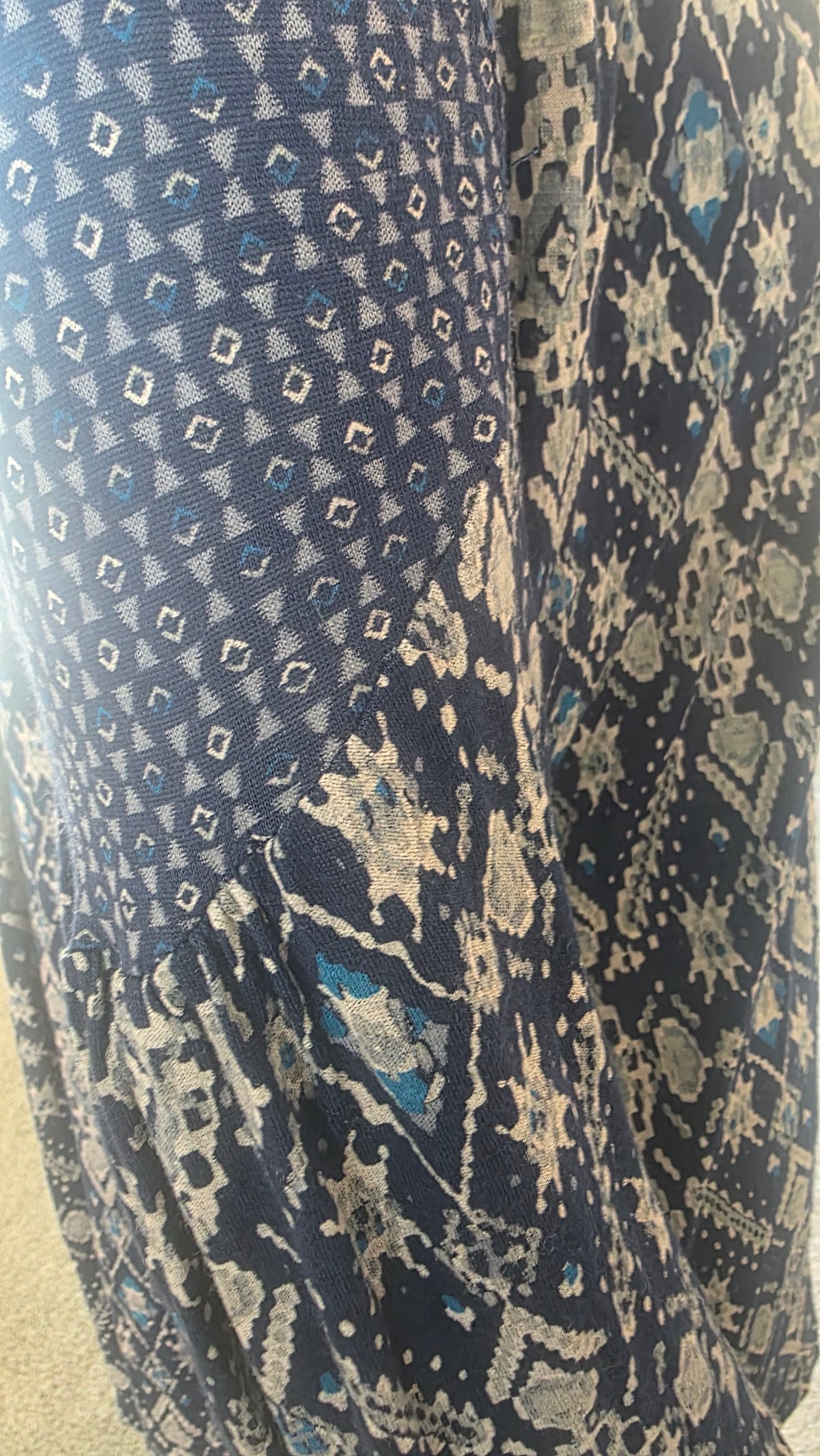 Lucky Brand Navy Geometric Print Boho Blouse – Size L