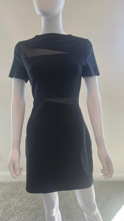 Express Black Geometric Sheer-Panel Dress – Size 12