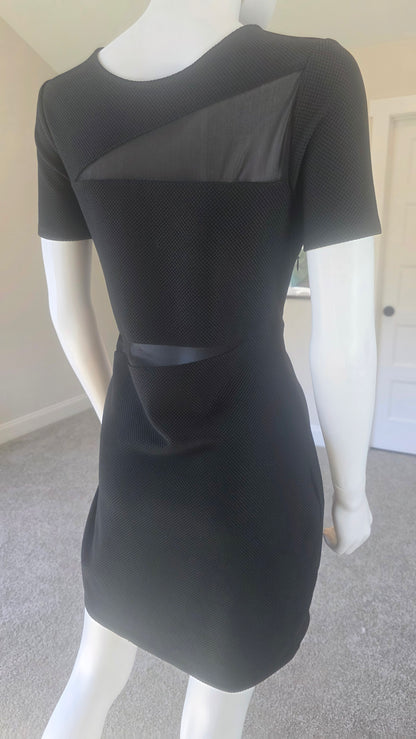 Express Black Geometric Sheer-Panel Dress – Size 12
