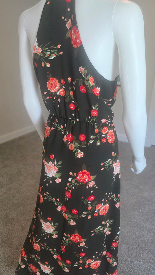 Market & Spruce Black Floral Racerback Maxi Dress – Size XL
