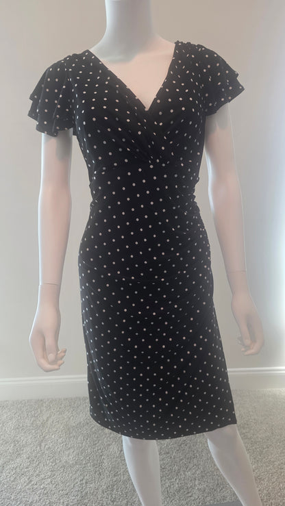 Anne Klein Black Polka Dot Wrap Dress – Size 12 NWT