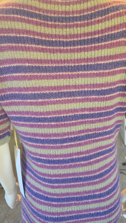 Lumiere Purple Striped Ribbed Knit Midi Dress