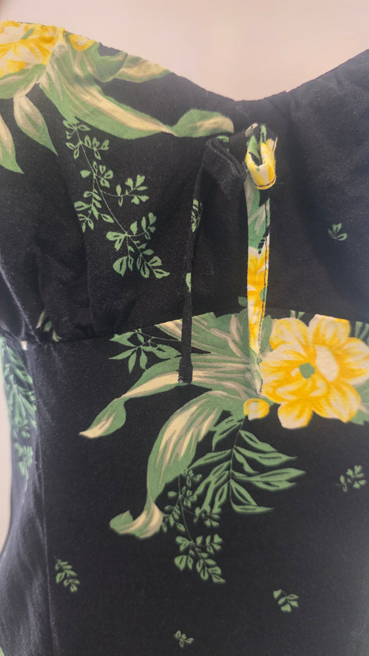 Urban Outfitters Black Floral Puff Sleeve Mini Dress – Size L
