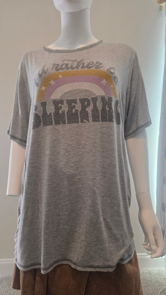Alter’d State “I’d Rather Be Sleeping” Graphic Tee – Gray – Size L